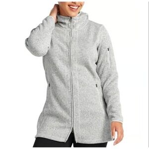 L.L.Bean Sweater Fleece Coat Minimalist Outdoor Hooded Long Zip Jacket XS Heathe